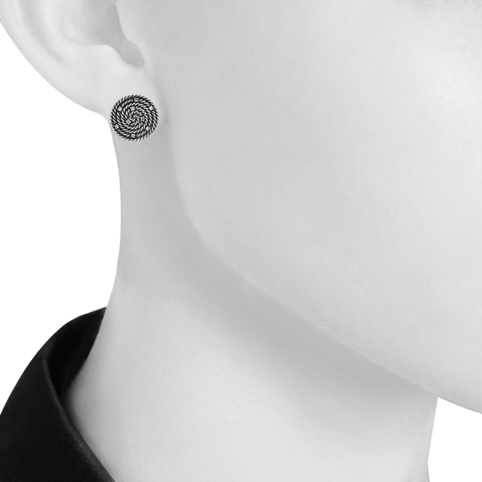David Yurman Cable Coil earrings in silver and diamonds - Detail D1