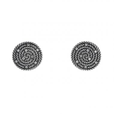 Paire de boucles d'oreilles David Yurman Cable Coil en argent et diamants