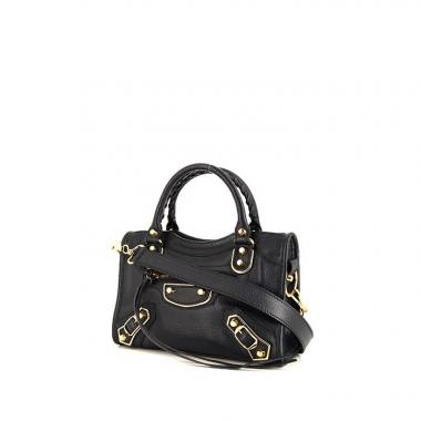 Balenciaga Metallic Edge shoulder bag in navy blue leather