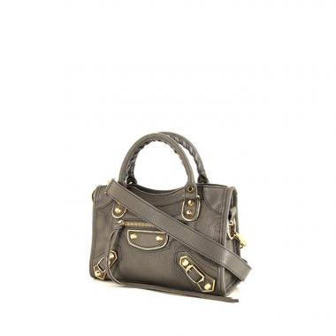 Borsa a tracolla Balenciaga Metallic Edge in pelle grigia