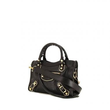 Borsa a tracolla Balenciaga Metallic Edge in pelle nera