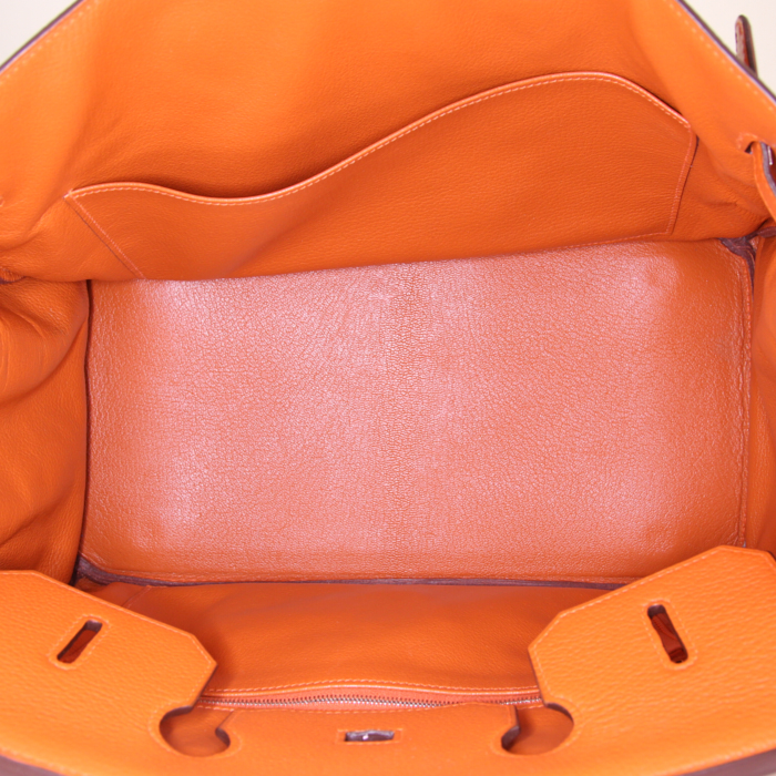 Sac à main Hermes Birkin 35 cm en cuir togo orange - Detail D2