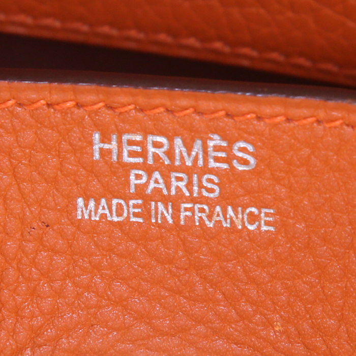 Sac à main Hermes Birkin 35 cm en cuir togo orange - Detail D3