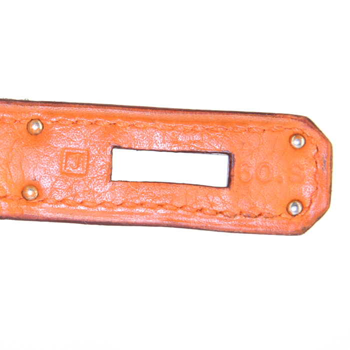 Bolso de mano Hermes Birkin 35 cm en cuero togo naranja - Detail D4