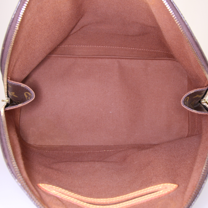 Sac à main Louis Vuitton Alma petit modèle en toile monogram marron et cuir naturel - Detail D2