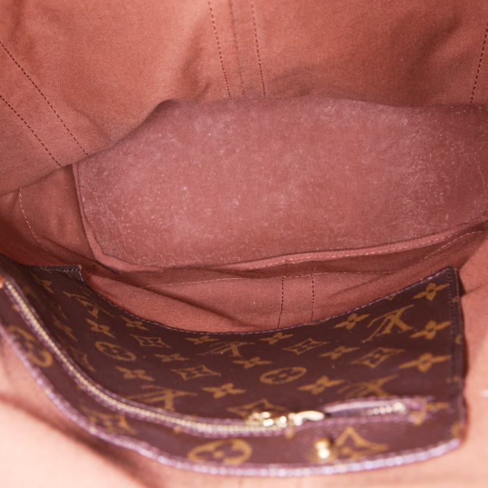 Zaino Louis Vuitton Randonnée in tela monogram marrone e pelle naturale - Detail D2