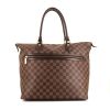 Bolso de mano Louis Vuitton en lona a cuadros ébano y cuero marrón - 360 thumbnail