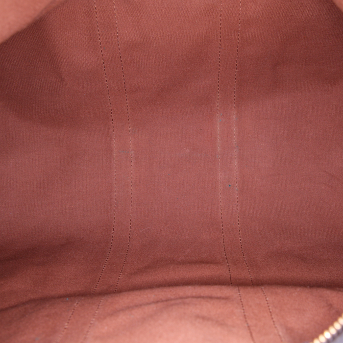 Borsa da viaggio Louis Vuitton Keepall 45 in tela monogram marrone e pelle naturale - Detail D2