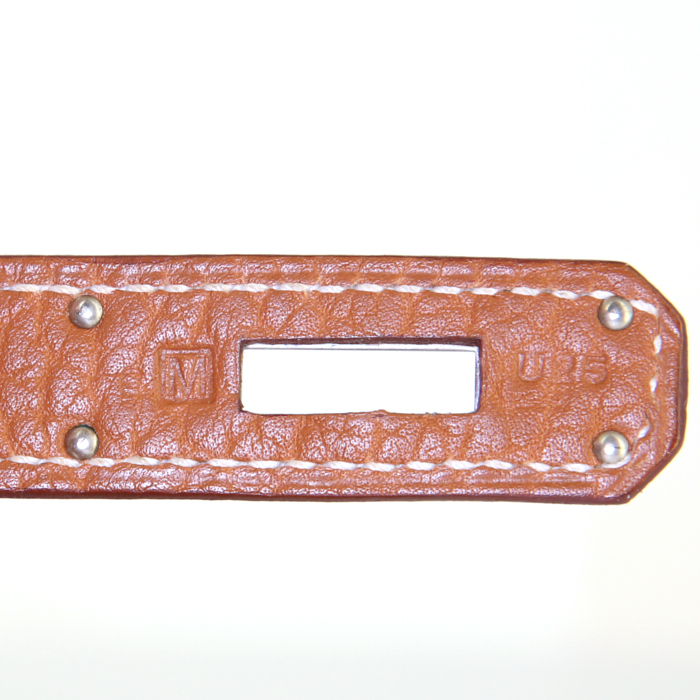 Bolso de mano Hermes Birkin 35 cm en cuero de búfalo color oro - Detail D4