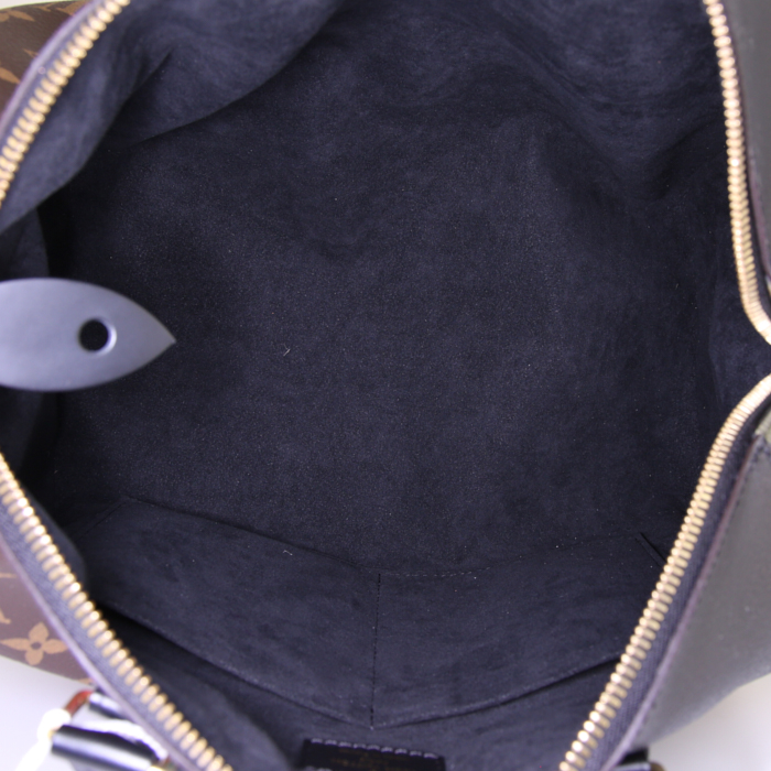 Sac à main Louis Vuitton Speedy Editions Limitées en toile monogram marron et cuir épi vert - Detail D2