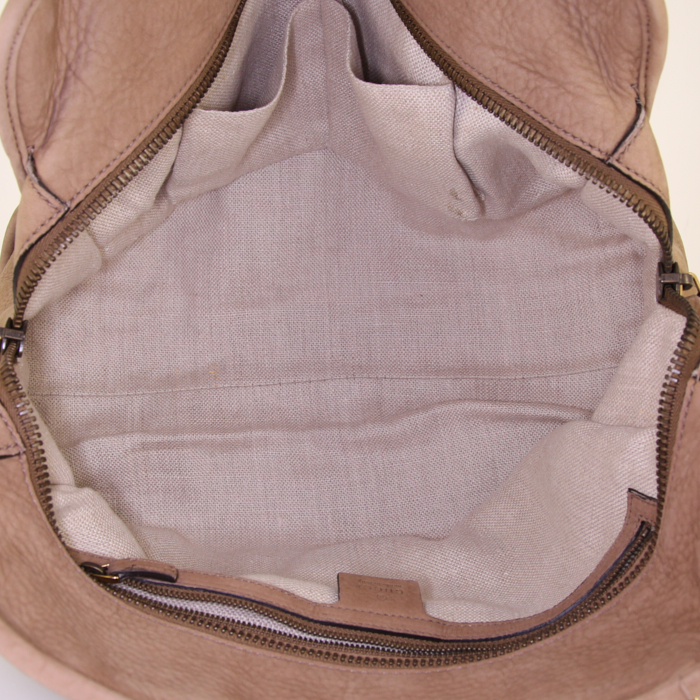 Borsa Gucci in camoscio marrone e pitone marrone - Detail D2