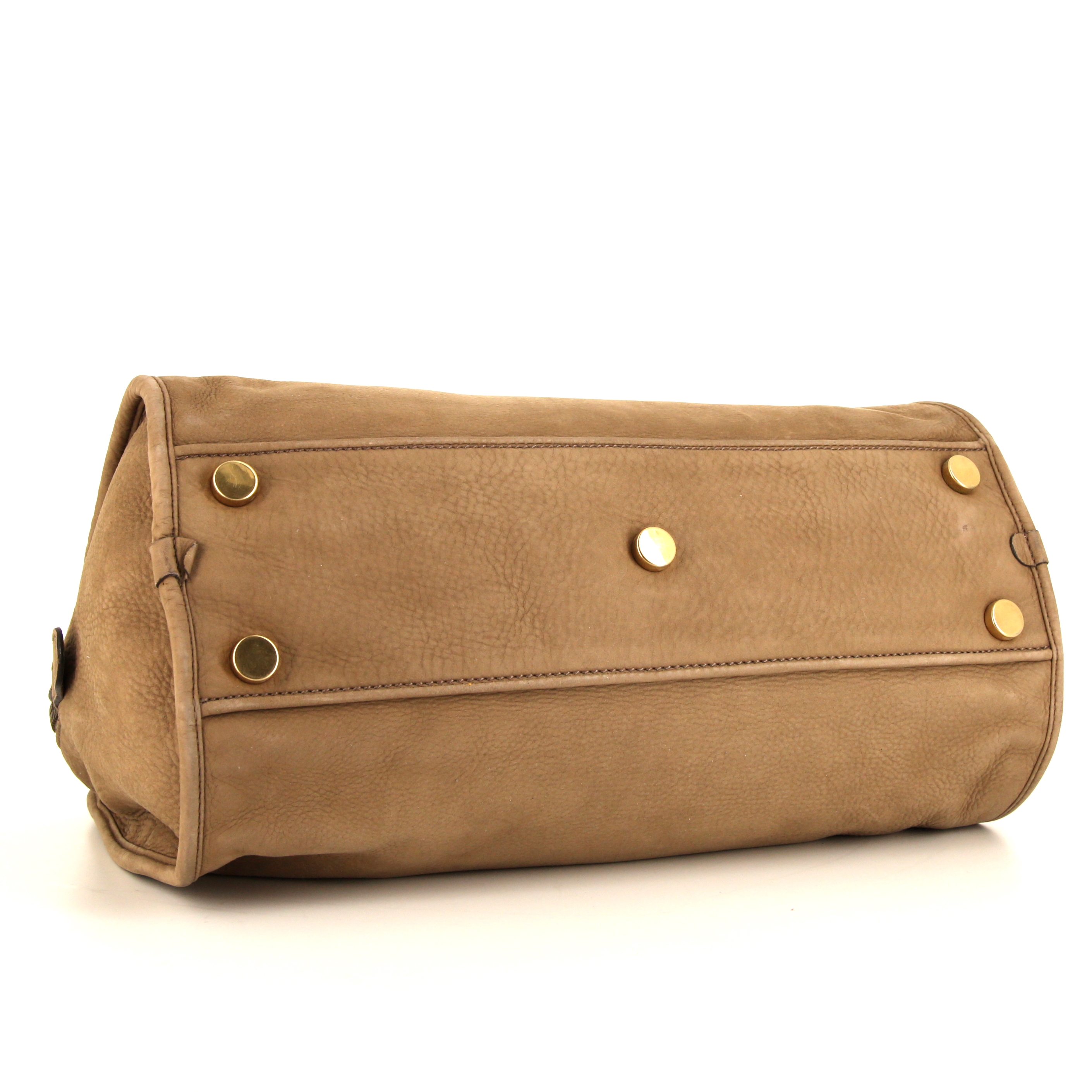 Sac à main Gucci en daim marron et python marron - Detail D4