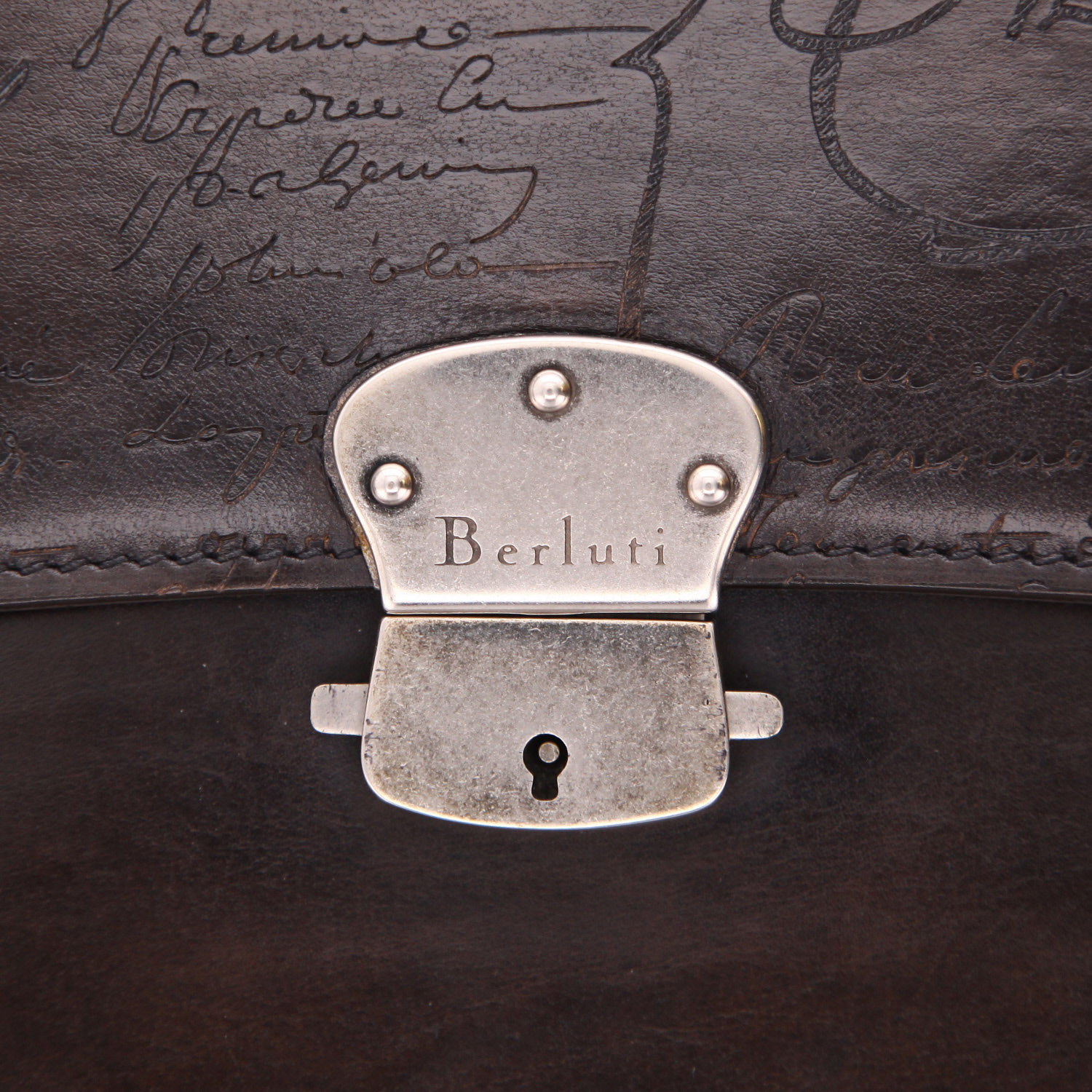 Borsa portadocumenti Berluti Ecritoire in pelle ebana con motivo - Detail D2
