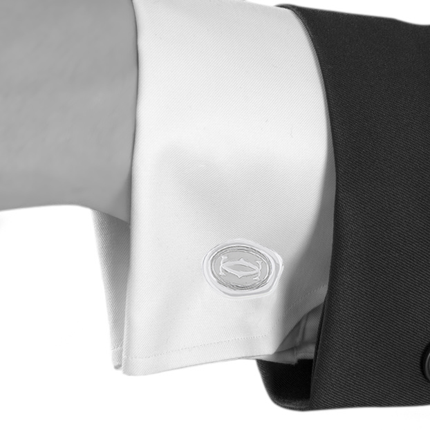 Rigid Cartier C de Cartier pair of cufflinks in silver - Detail D1