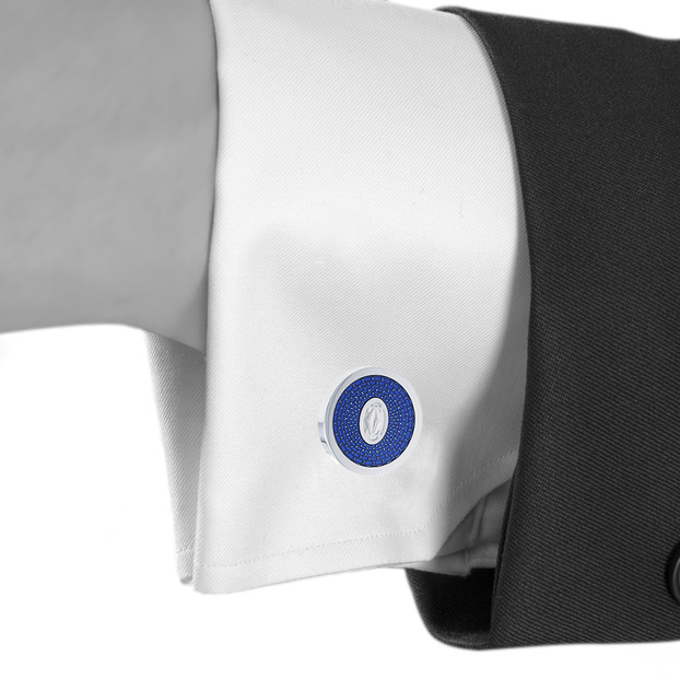 Coppia di gemelli Cartier in argento e lacca blu - Detail D1