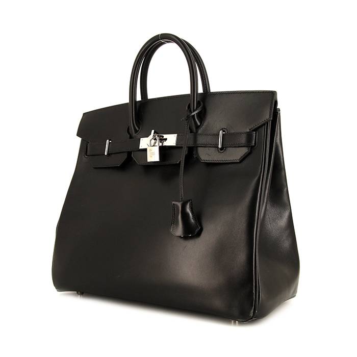 Hermes 30cm Black Box Leather Black Hardware SO Black Birkin Bag
