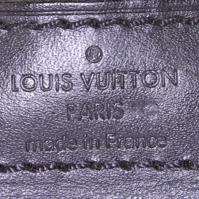 Porte-documents Louis Vuitton Voyage Macassar en toile monogram marron et cuir noir - Detail D3