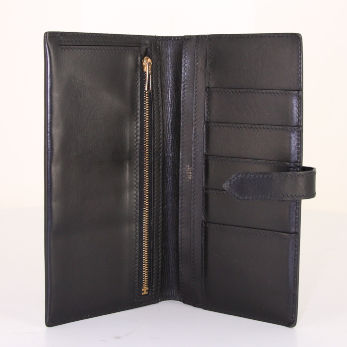 Billetera Hermès Béarn en cuero box negro - Detail D2