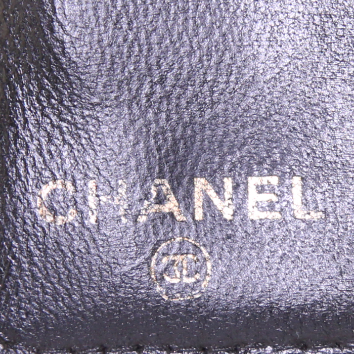 Portefeuille Chanel Vintage en cuir grainé noir - Detail D4