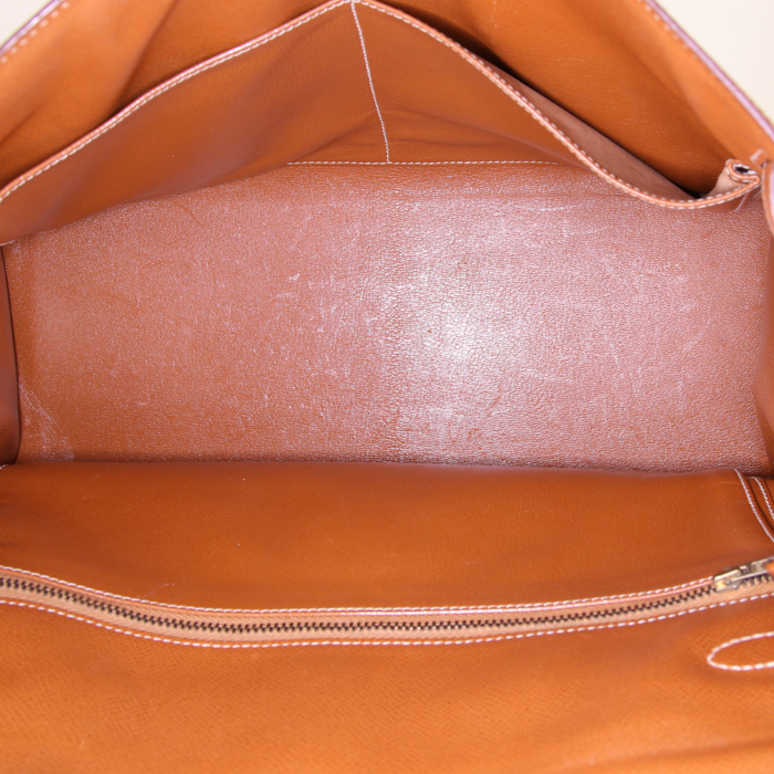 Sac à main Hermes Kelly 35 cm en cuir Courchevel gold - Detail D3