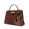 Hermes Kelly 32 cm handbag in brown niloticus crocodile - 00pp thumbnail
