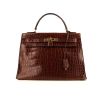Hermes Kelly 32 cm handbag in brown niloticus crocodile - 360 thumbnail