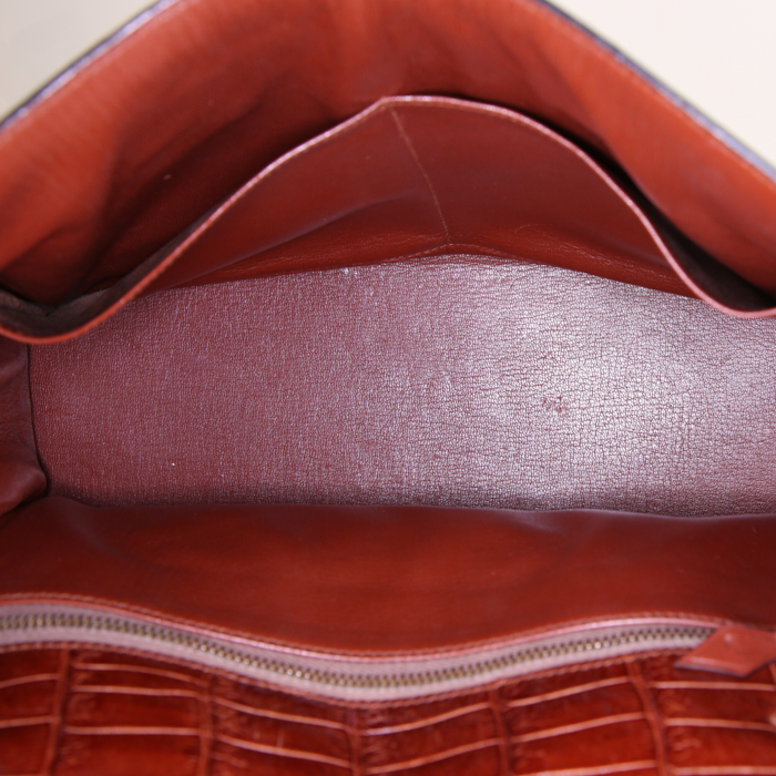 Hermes Kelly 32 cm handbag in brown niloticus crocodile - Detail D2