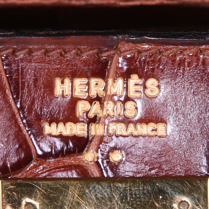 Hermes Kelly 32 cm handbag in brown niloticus crocodile - Detail D3