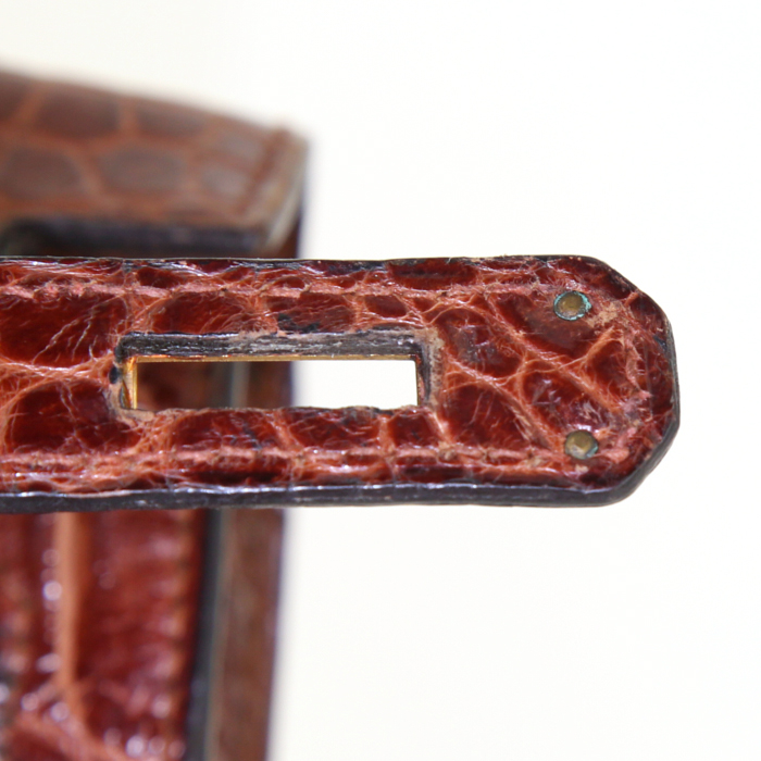 Hermes Kelly 32 cm handbag in brown niloticus crocodile - Detail D4
