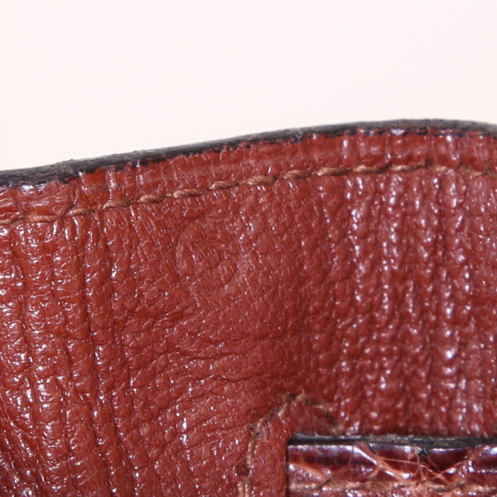 Hermes Kelly 32 cm handbag in brown niloticus crocodile - Detail D5