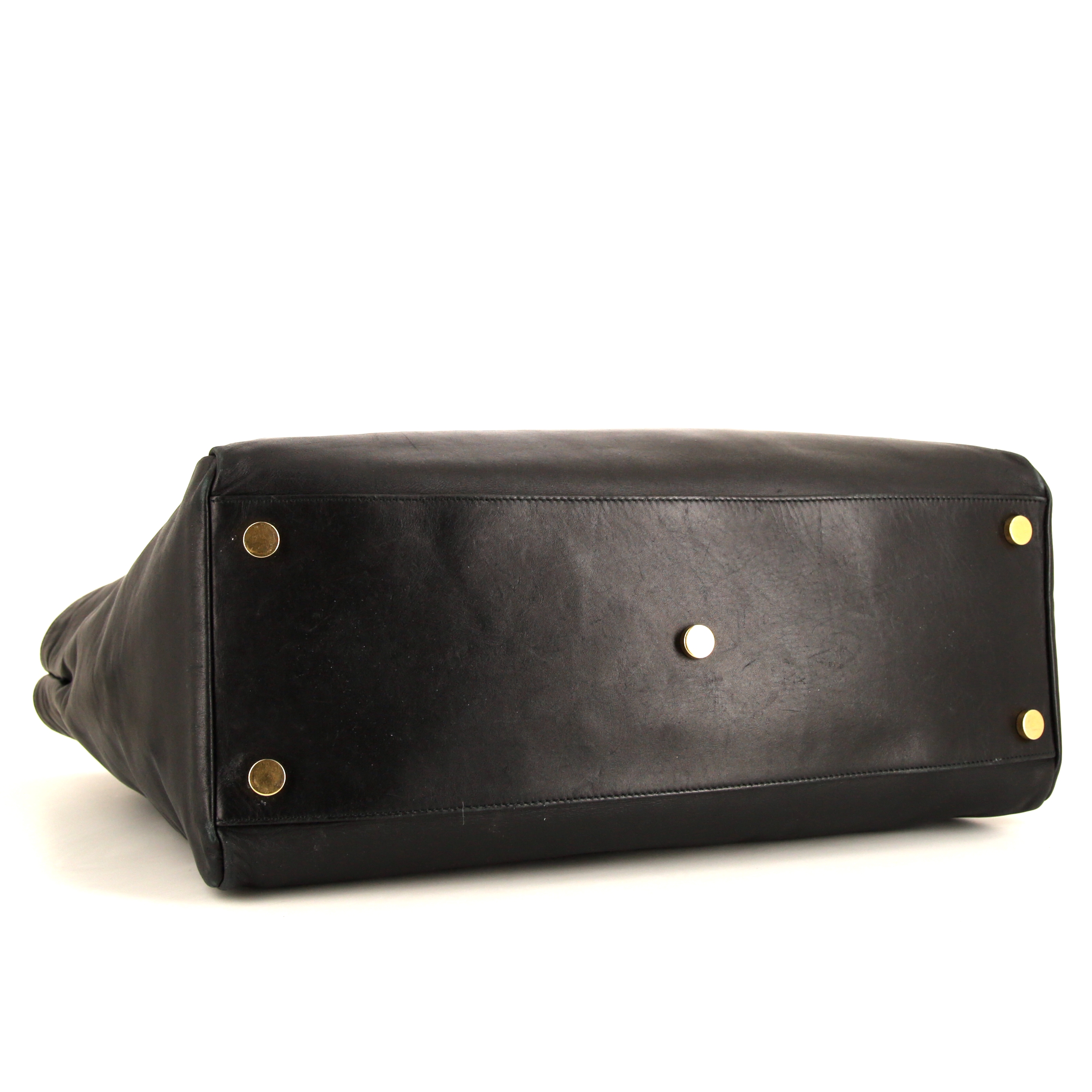 Saint Laurent shopping bag in black leather - Detail D4