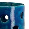 Set of ceramics flowerpots in perforated black and white or blue glazed ceramic, of 1960's/70's - Detail D4 thumbnail