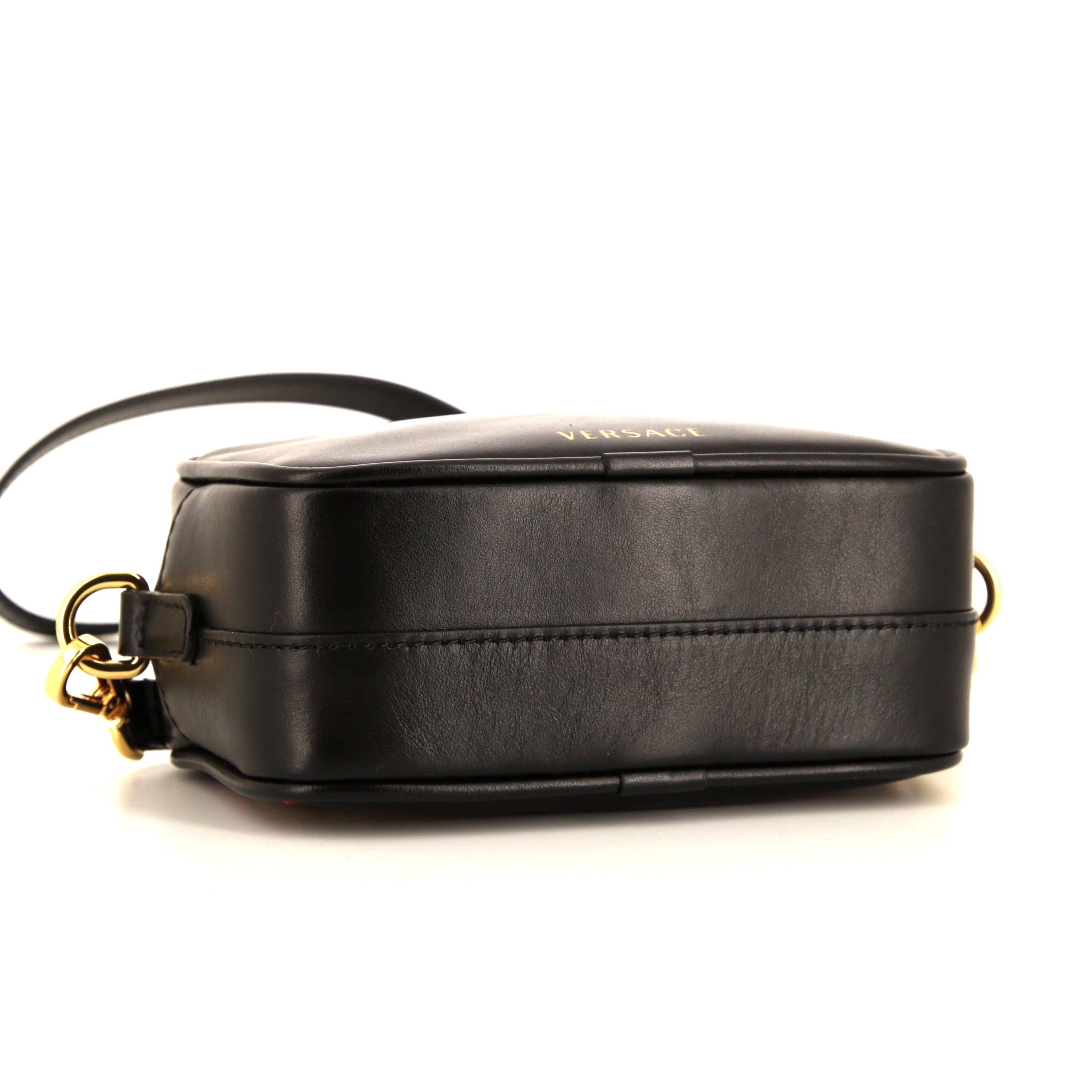 Borsa a tracolla Versace in pelle nera con motivo - Detail D4