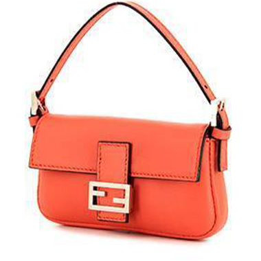 Bolso de mano Fendi Nano Baguette en cuero rosa
