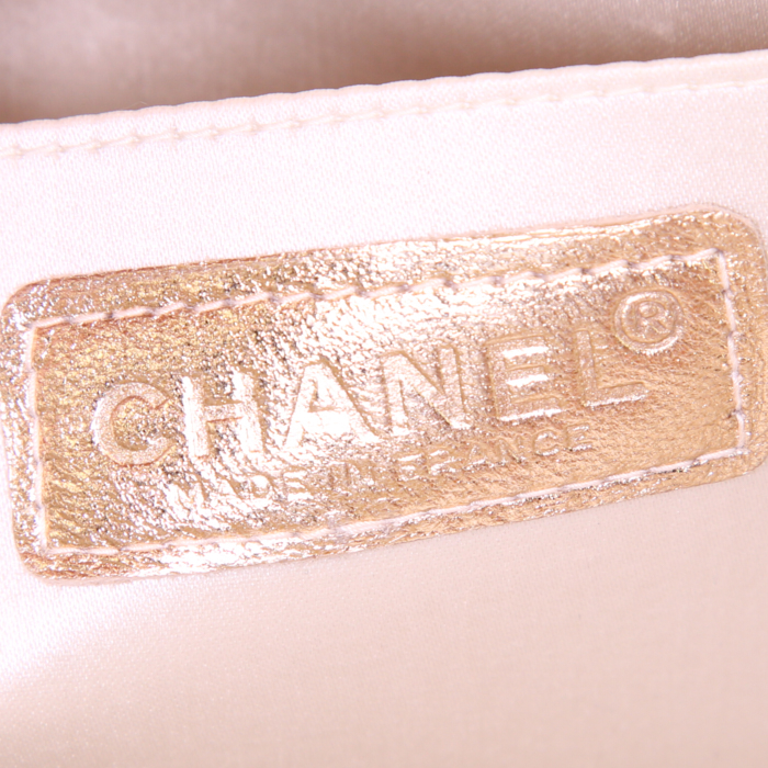 Borsa Chanel Timeless in tela monogram dorata e beige - Detail D4