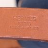 Hermès Cabag shopping bag in navy blue canvas and brown Hunter cowhide - Detail D4 thumbnail
