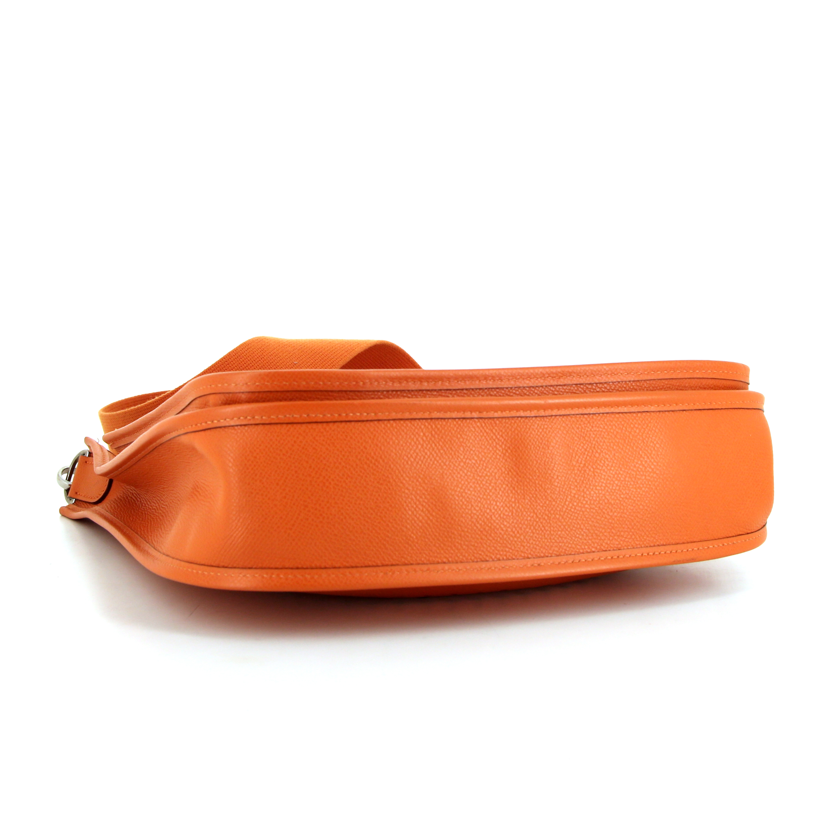 Borsa a tracolla Hermes Evelyne modello piccolo in pelle Epsom arancione - Detail D4