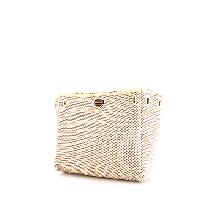 Hermès backpack Herbag in beige canvas and natural leather - Detail D1