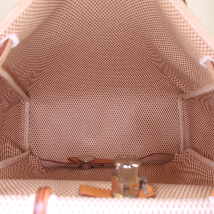 Zaino Hermès in tela beige e pelle naturale - Detail D3