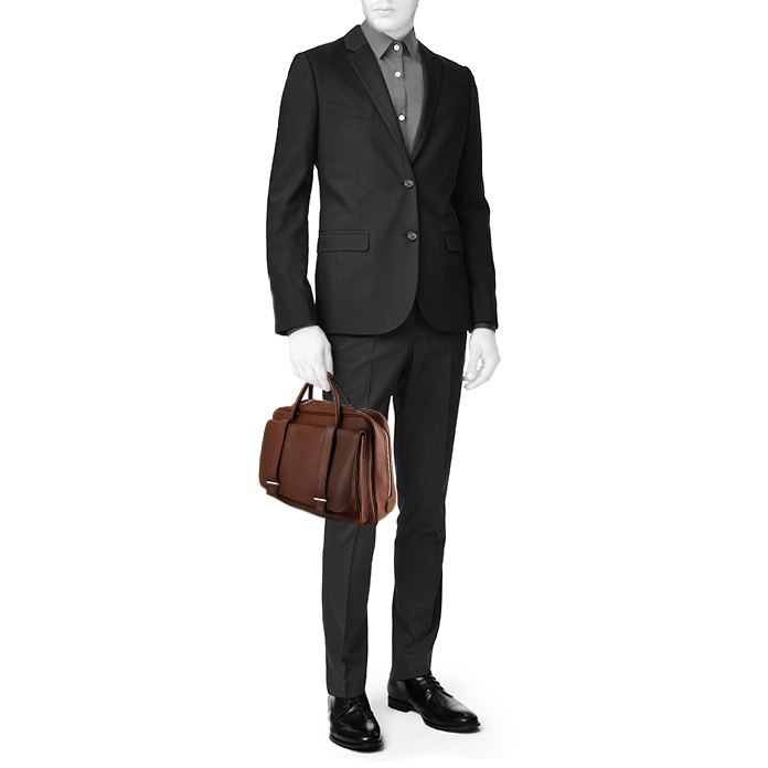 Hermès Eiffel briefcase in brown Cacao togo leather - Detail D1