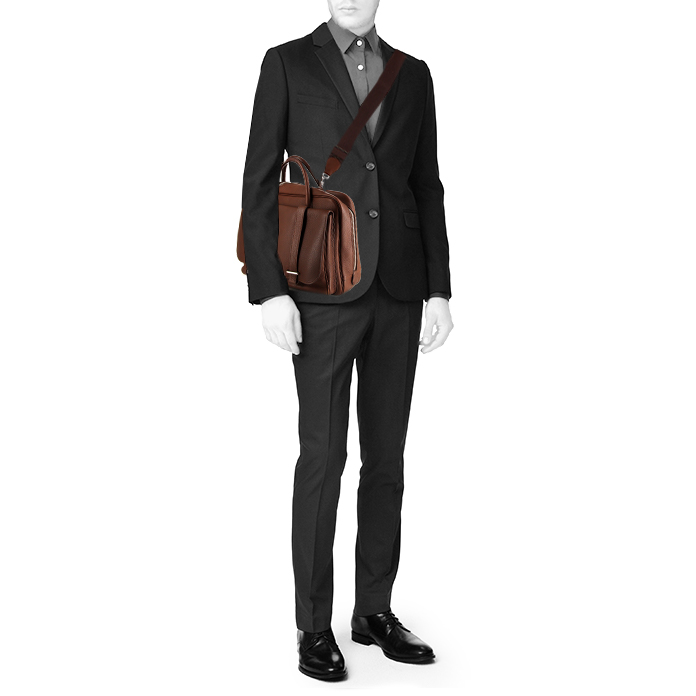 Hermès Eiffel briefcase in brown Cacao togo leather - Detail D2