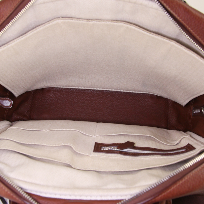 Hermès Eiffel briefcase in brown Cacao togo leather - Detail D3