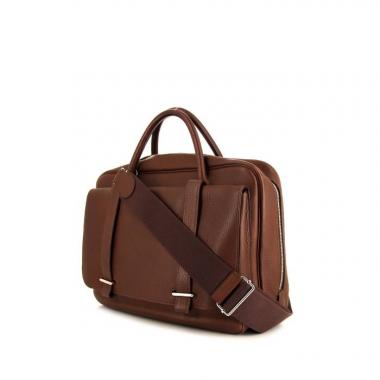Borsa portadocumenti Hermès Eiffel in pelle togo marrone Cacao