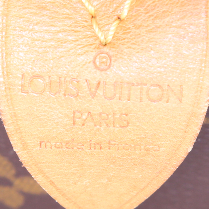 Borsa Louis Vuitton Speedy 30 in tela monogram marrone e pelle naturale - Detail D3