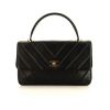 Chanel Vintage handbag in black chevron quilted leather - 360 thumbnail