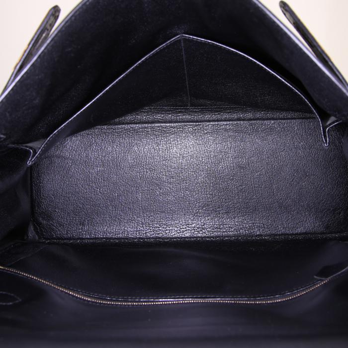 Hermes Kelly 35 cm handbag in black box leather - Detail D3