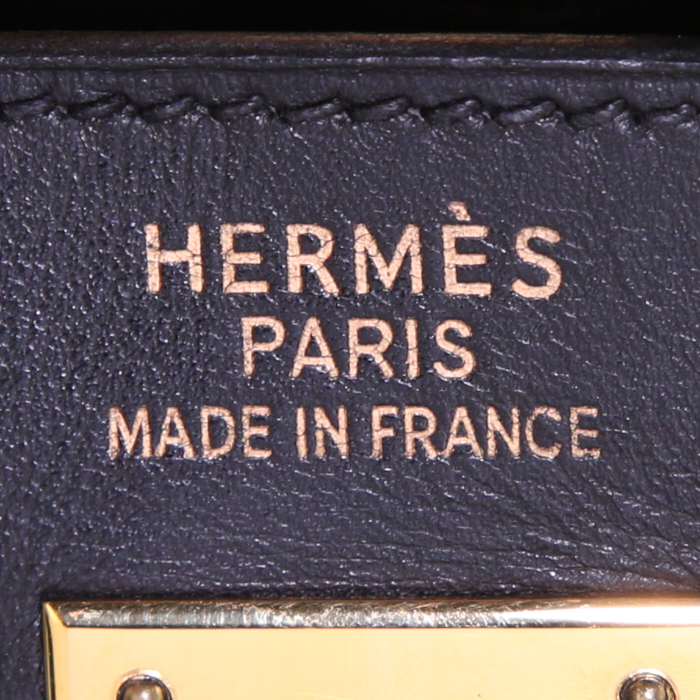 Hermes Kelly 35 cm handbag in black box leather - Detail D4