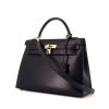 Hermes Kelly 32 cm handbag in dark blue box leather - 00pp thumbnail