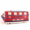 Shopping bag Chanel Grand Shopping in tela cerata rossa e bianca con motivo e pelle rossa - Detail D4 thumbnail
