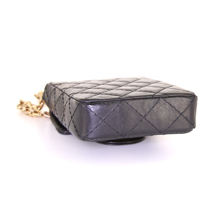 Sac bandoulière Chanel Mini 2.55 Edition Limitée Reissue en cuir matelassé noir - Detail D4